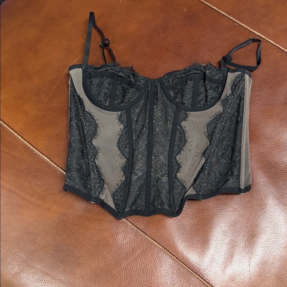 Out from under  Black and Gray Lace Bustier